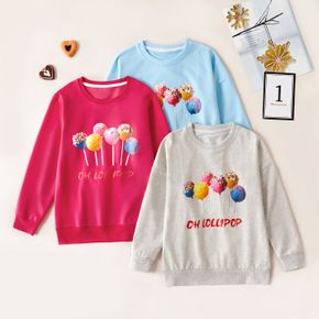 Kid Girl Lollipop Letter Print Pullover Sweatshirt (Multi Color Available)